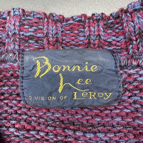 Vintage Sweater Bonnie Lee Knitted Batwing Purple Blue Womens Plus Size 1980s - Picture 4 of 5